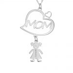 Mother’s Heart Necklace Solid white Gold