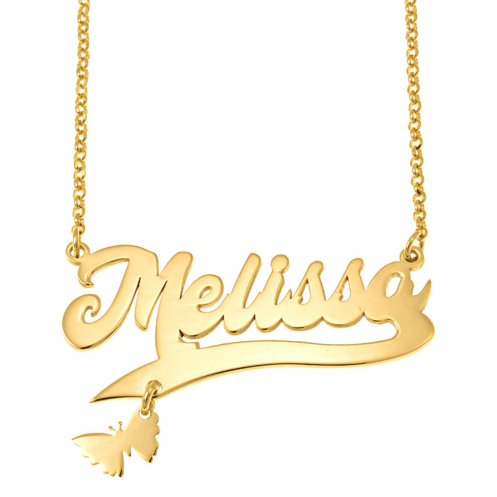 Custom Name Necklace with Butterfly gold
