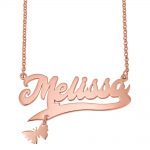 Custom Name Necklace with Butterfly rose gold