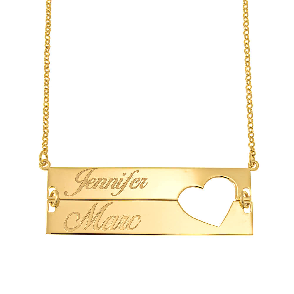 Cut out Heart Double Bar Necklace gold