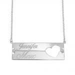 Cut out Heart Double Bar Necklace silver