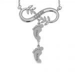 Inlay Infinity Tree Branch Necklace with Feet silver