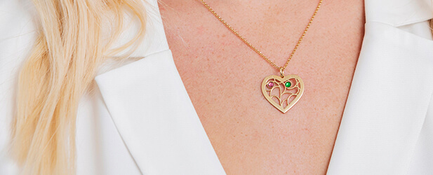 Mother Heart Necklaces With Birthstones mobile